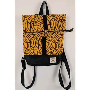Lady Alamo San Francisco Banana Backpack Yellow Canvas Bag Black 11x13"